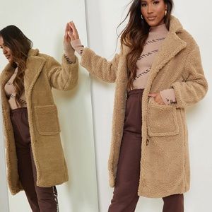 Camel Borg Longline Coat